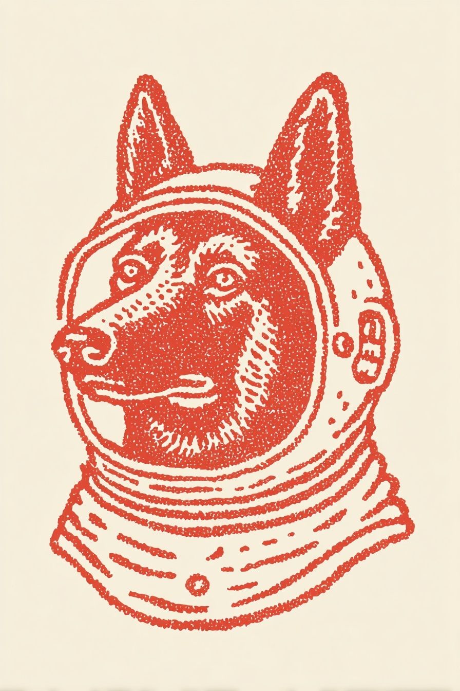 Astronaut Dog Illustration Poster. poster — illustration art