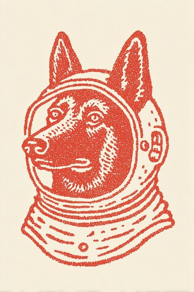 Astronaut Dog Illustration Poster. poster