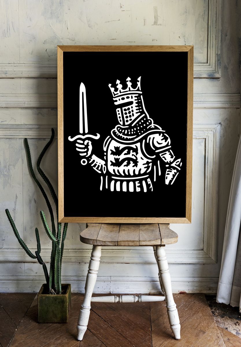 Black Knight Line Art Poster. room preview