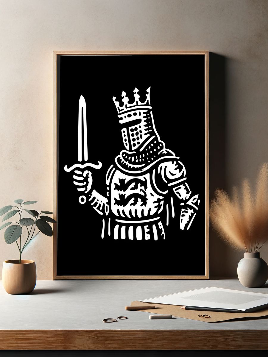 Black Knight Line Art Poster. — room view 2