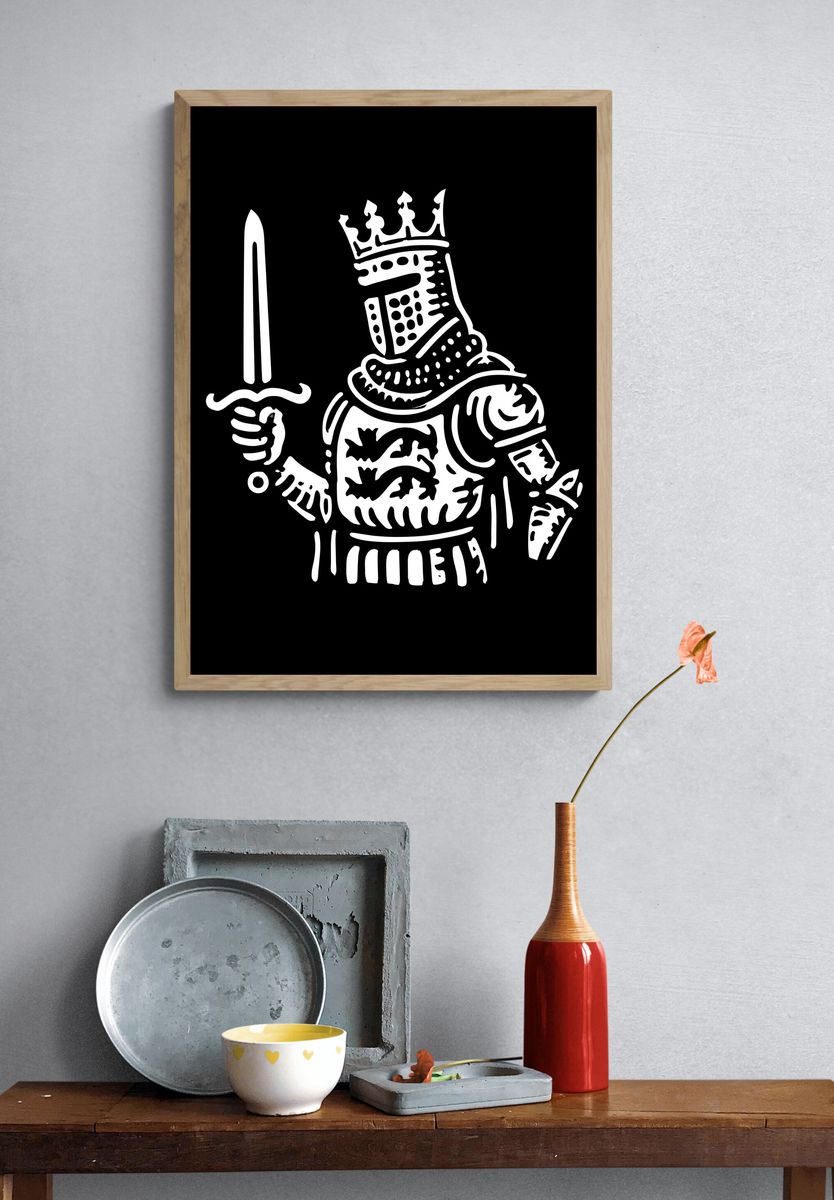 Black Knight Line Art Poster. — room view 3