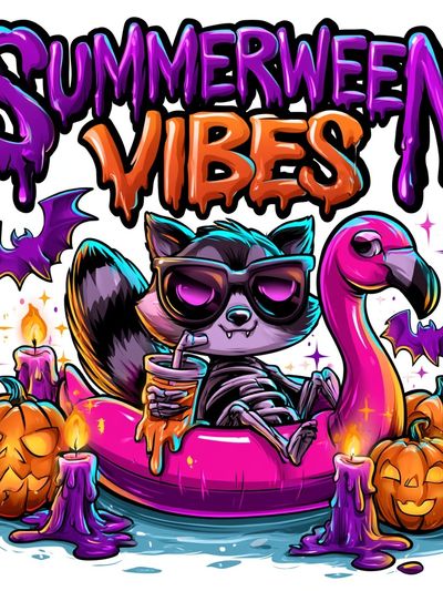Summerween Vibes Cartoon Poster.