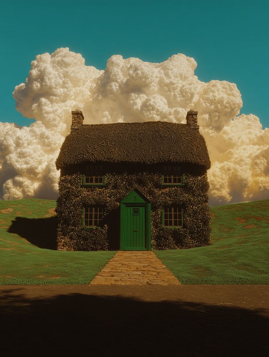 Cottage Under Dramatic Clouds Print. poster detail