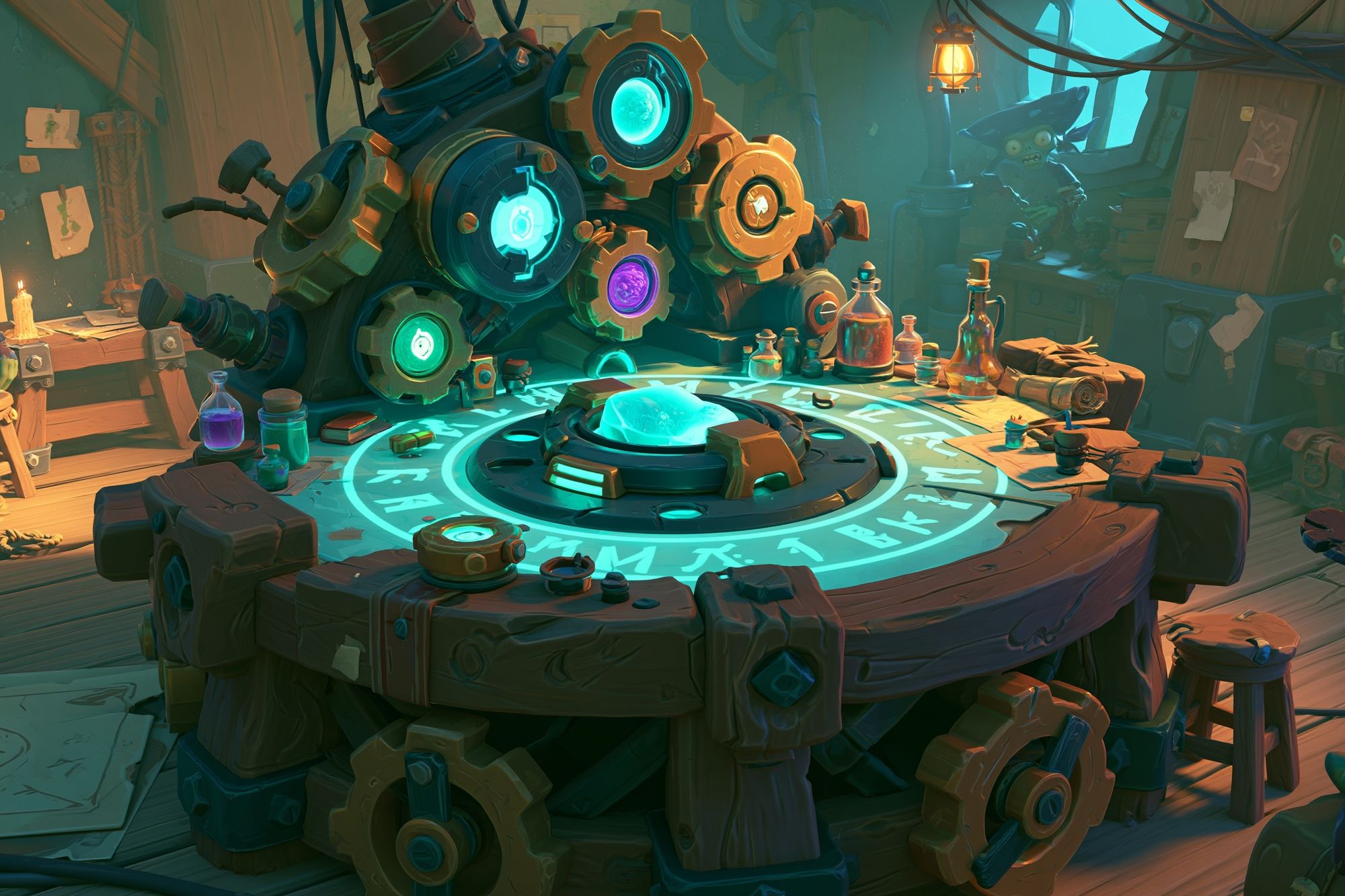 Goblin Alchemy Workshop Illustration Poster. poster detail