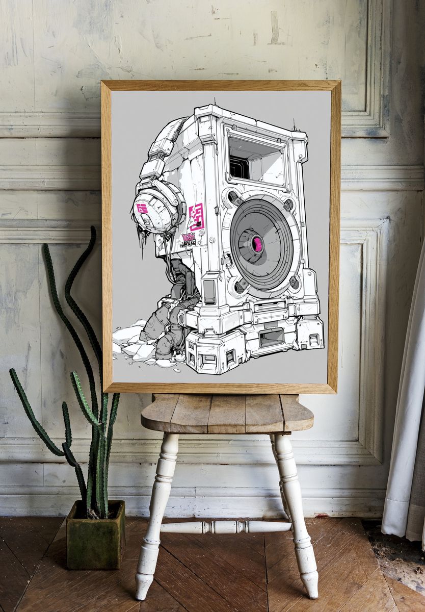 Sci-Fi Mech Pod Illustration Poster. room preview