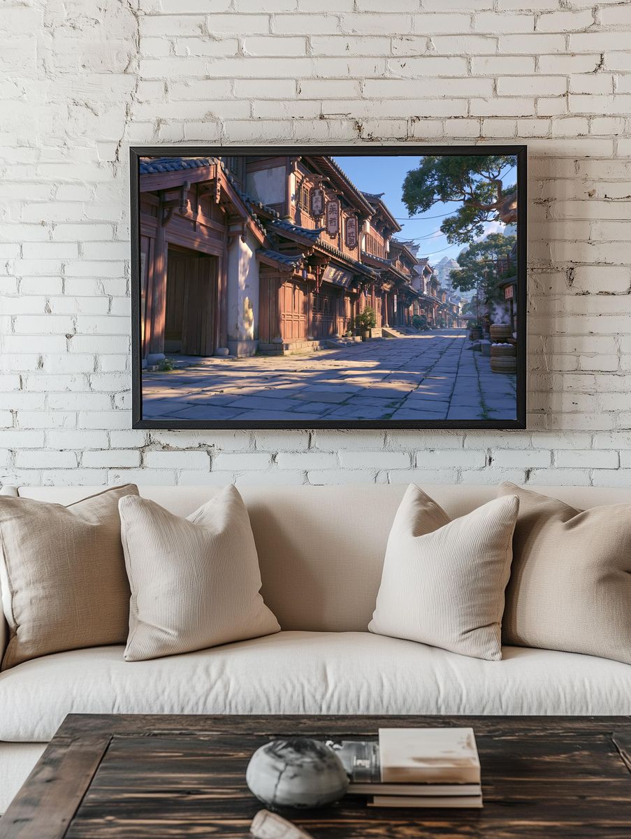 Ancient Chinese Street — Illustration Print. room preview