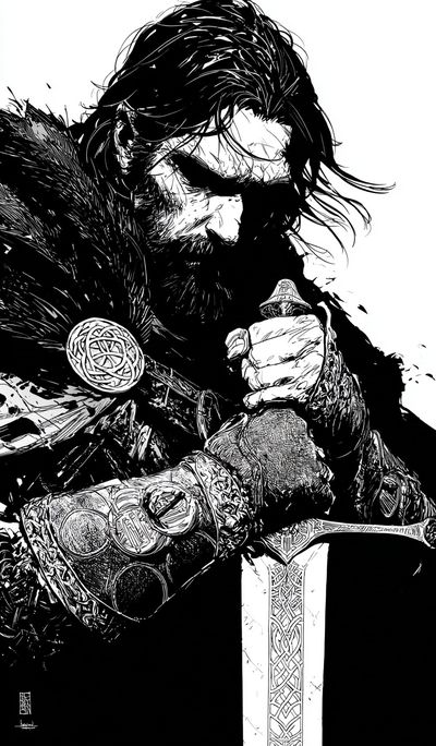 Viking Warrior Ink Poster. poster