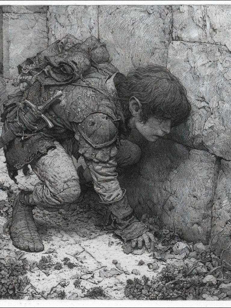 Crouching Scout Ink Print. poster detail