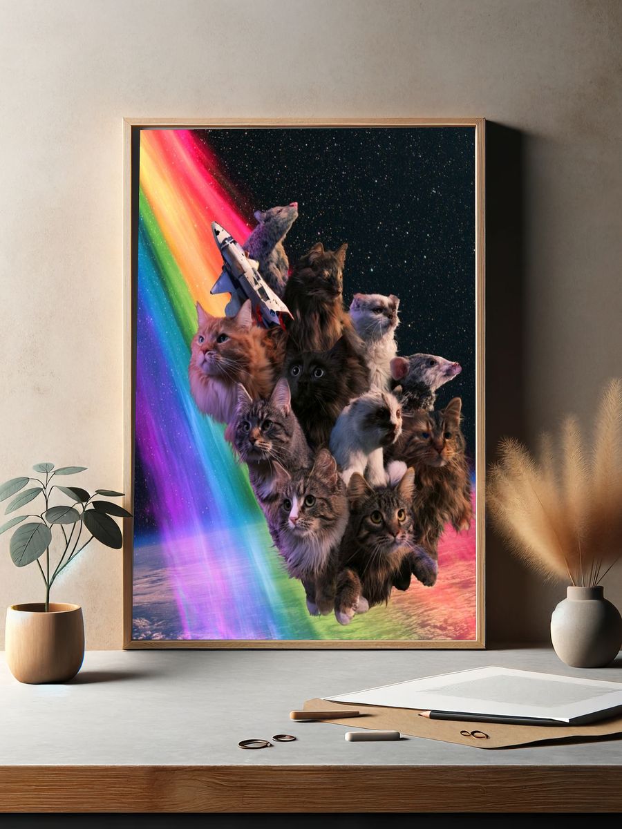 Cosmic Cats Rainbow Poster. — room view 2