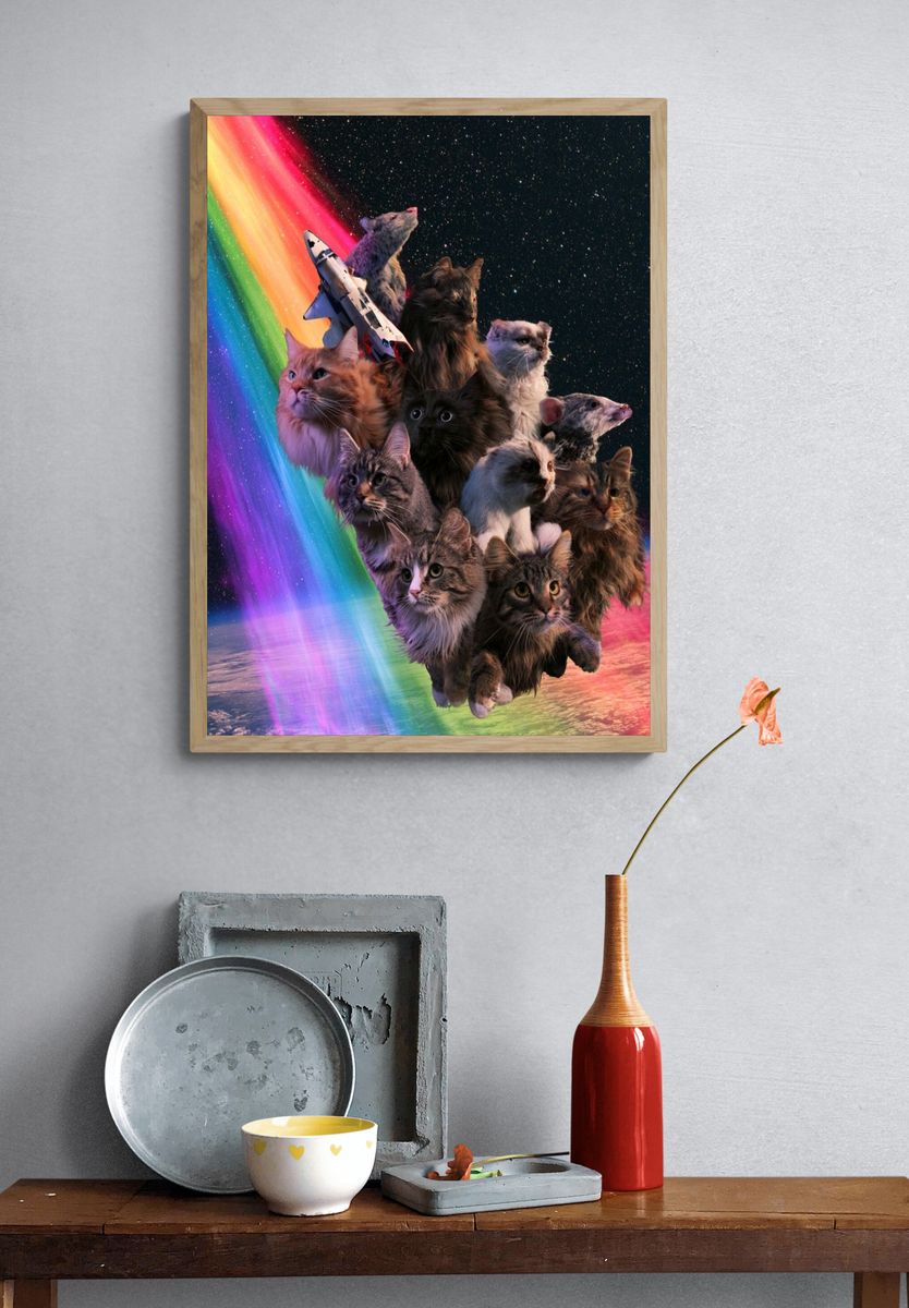 Cosmic Cats Rainbow Poster. — room view 3