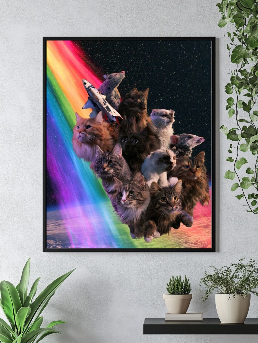 Cosmic Cats Rainbow Poster. — room view 4