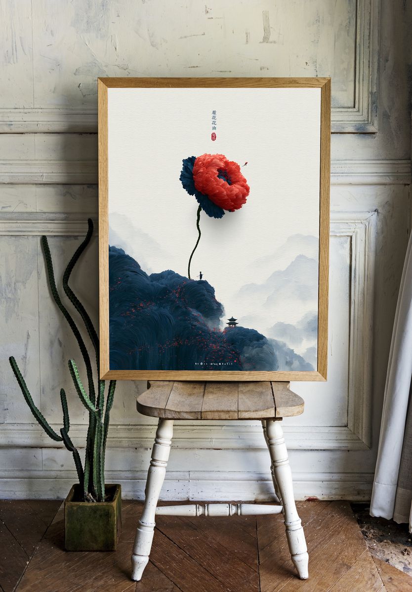 Chinese Blossom Dreamscape Print. — room view 1