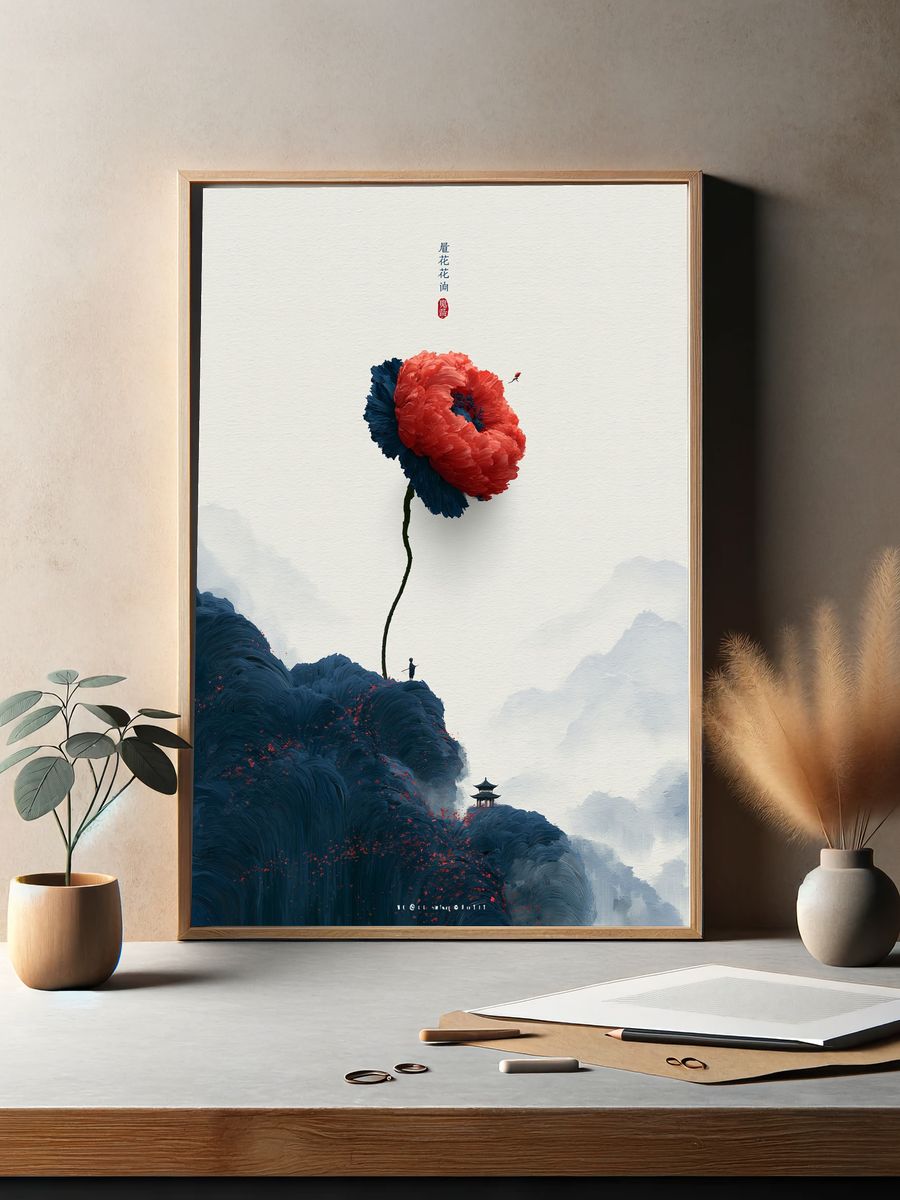 Chinese Blossom Dreamscape Print. — room view 2