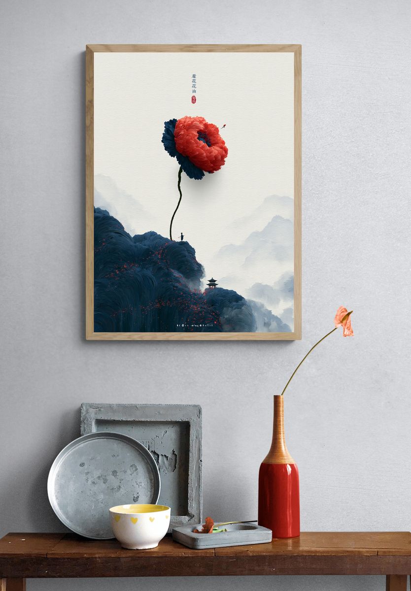 Chinese Blossom Dreamscape Print. — room view 3