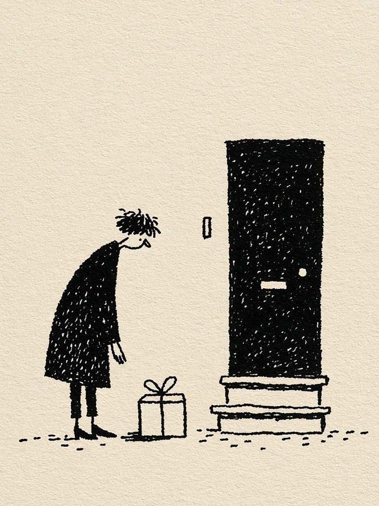 Gift at the Door Illustration Print. poster detail