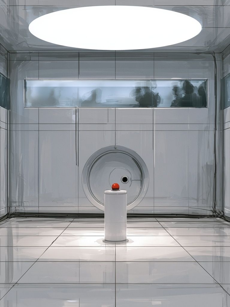 Sterile Chamber with Red Button Poster. poster detail