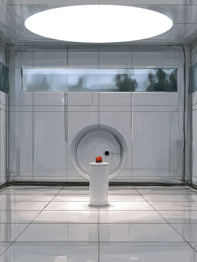 Sterile Chamber with Red Button Poster. poster