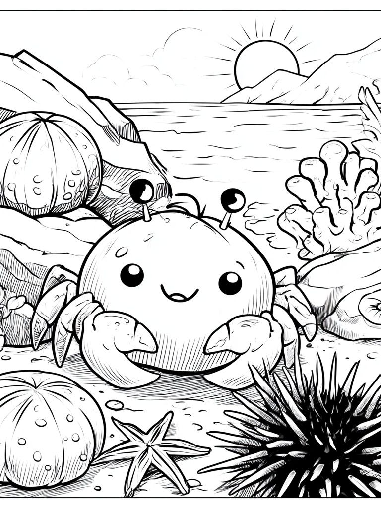 Cute Crab Undersea Coloring Poster. poster — illustration art