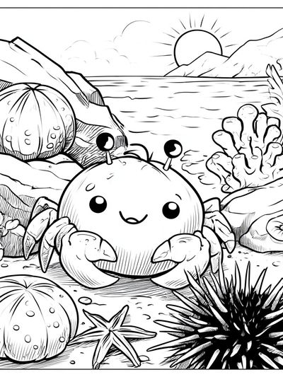 Cute Crab Undersea Coloring Poster. poster print