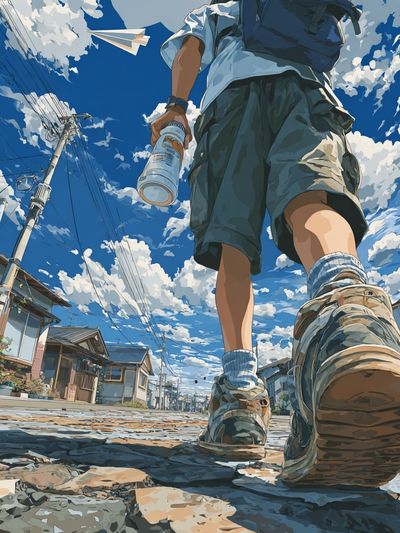 Street Walk Under Blue Sky Poster. poster print