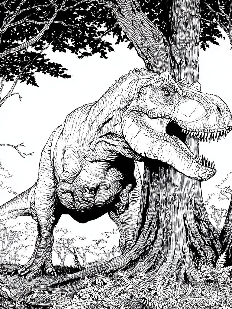 Tyrannosaurus in Forest Illustration Poster. poster detail
