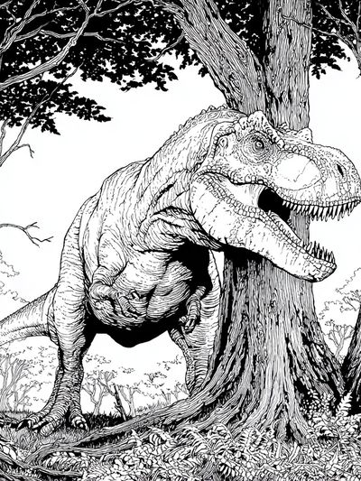 Tyrannosaurus in Forest Illustration Poster. poster