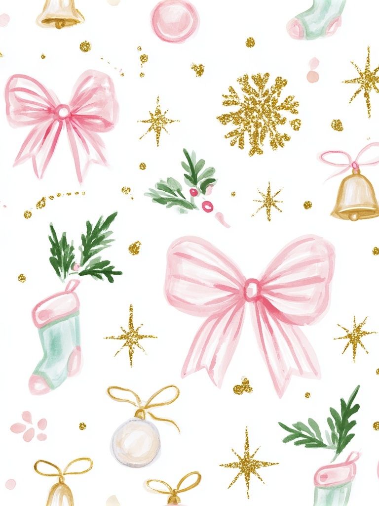 Christmas Watercolor Pattern Print. poster detail