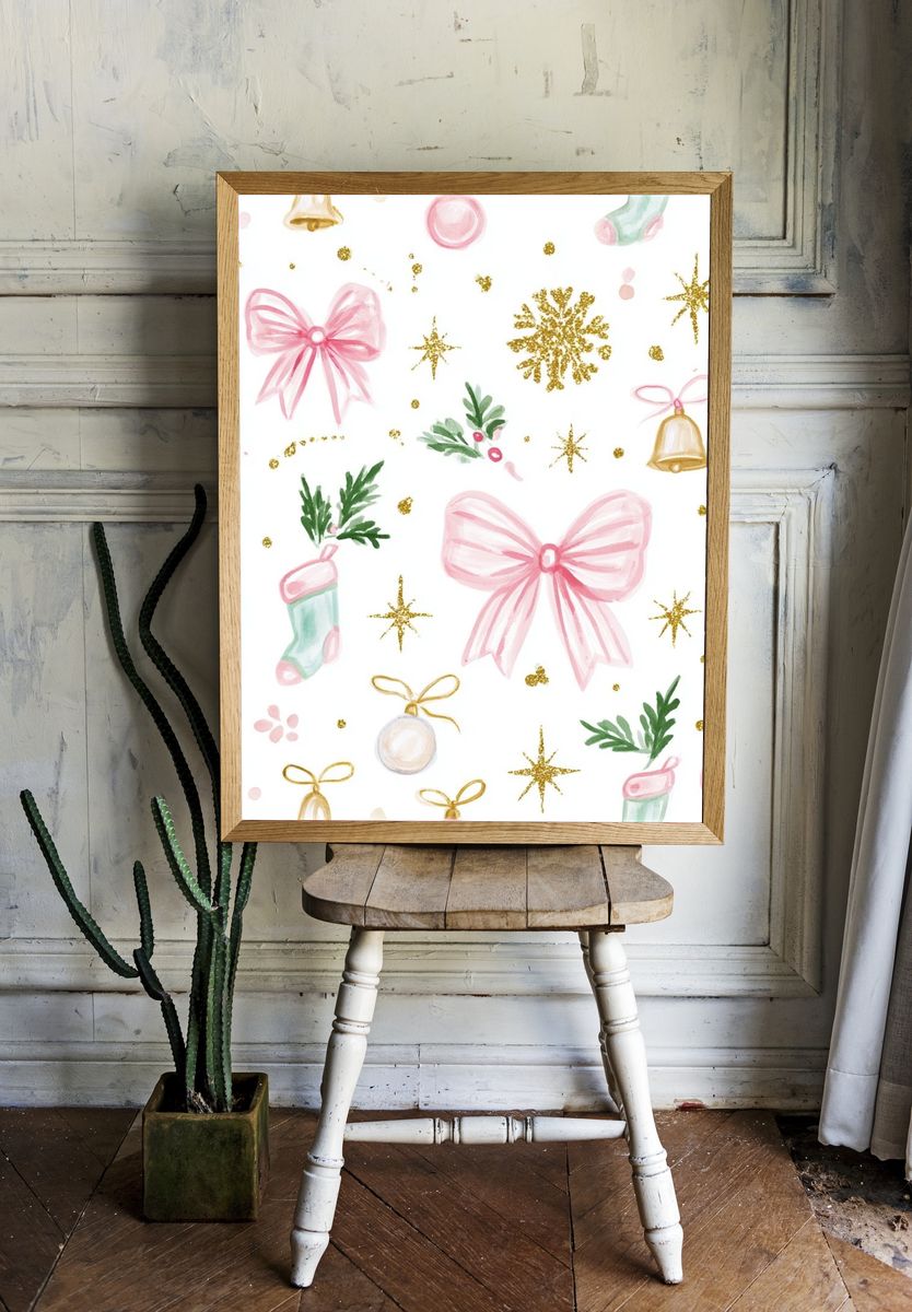 Christmas Watercolor Pattern Print. — room view 1