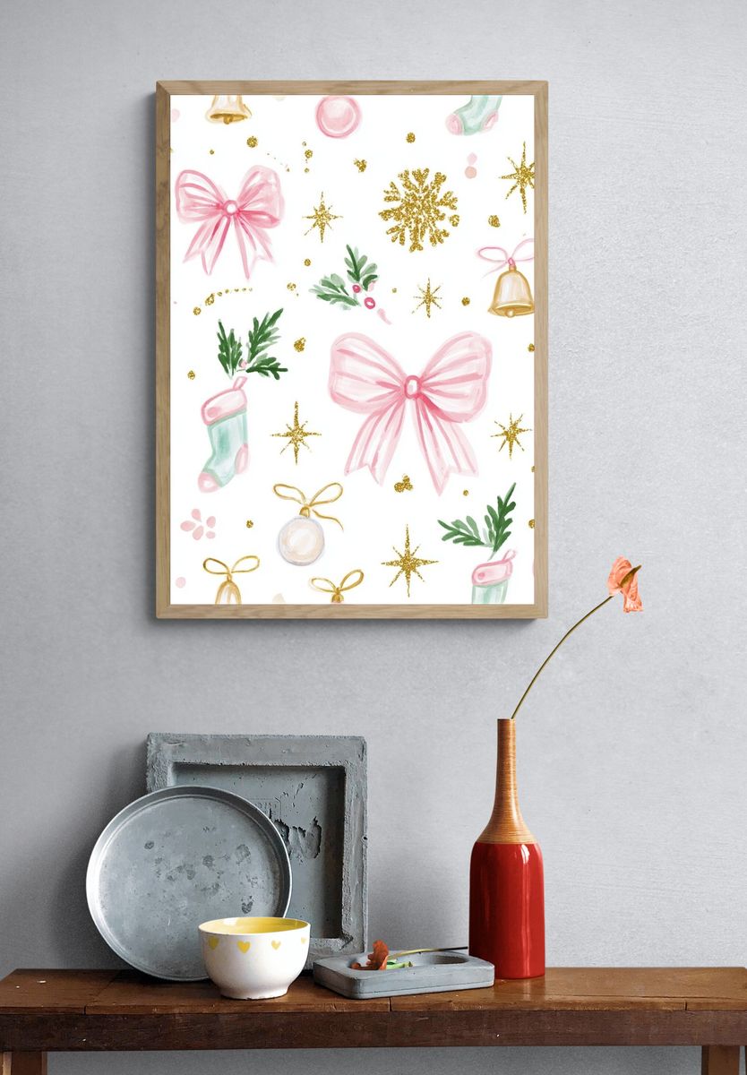 Christmas Watercolor Pattern Print. — room view 3