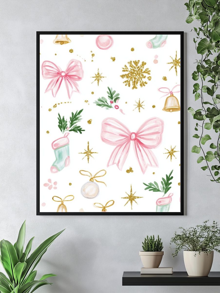 Christmas Watercolor Pattern Print. — room view 4