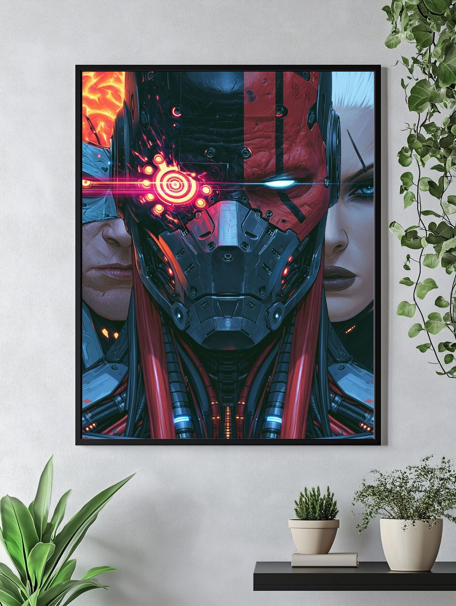 Cybernetic Warrior Portrait Poster. — room view 4
