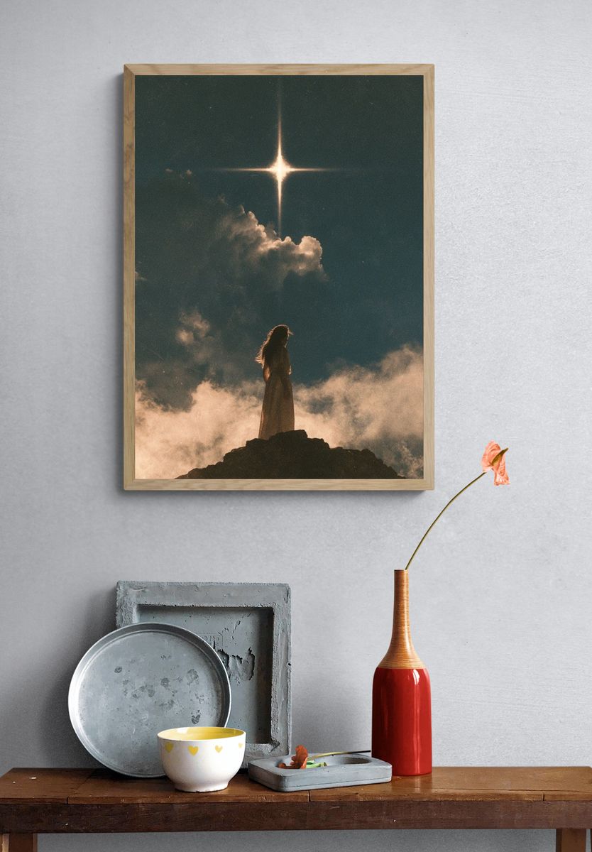 Celestial Figure in Clouds Poster. — room view 3