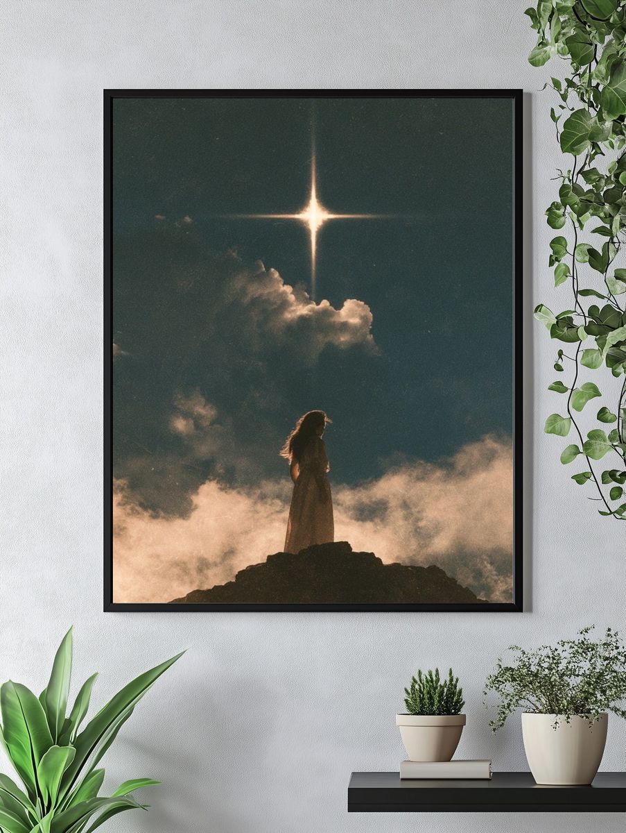 Celestial Figure in Clouds Poster. — room view 4