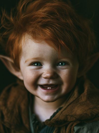Smiling Elf Child Portrait Print.
