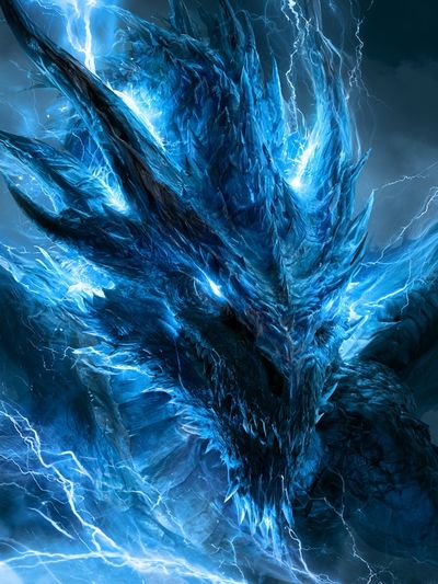 Electric Ice Dragon Illustration Poster.