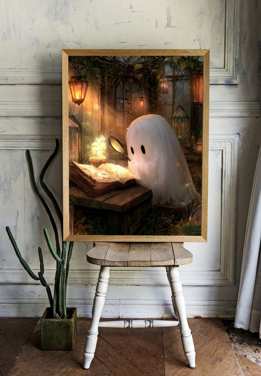 Ghost Reading in Lantern Garden Poster. — room view 1