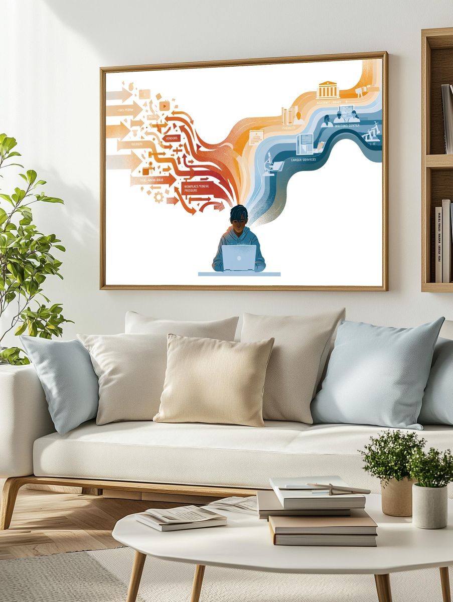 Student Journey Illustration Poster. — room view 2