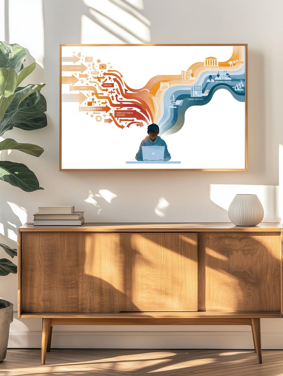 Student Journey Illustration Poster. — room view 3