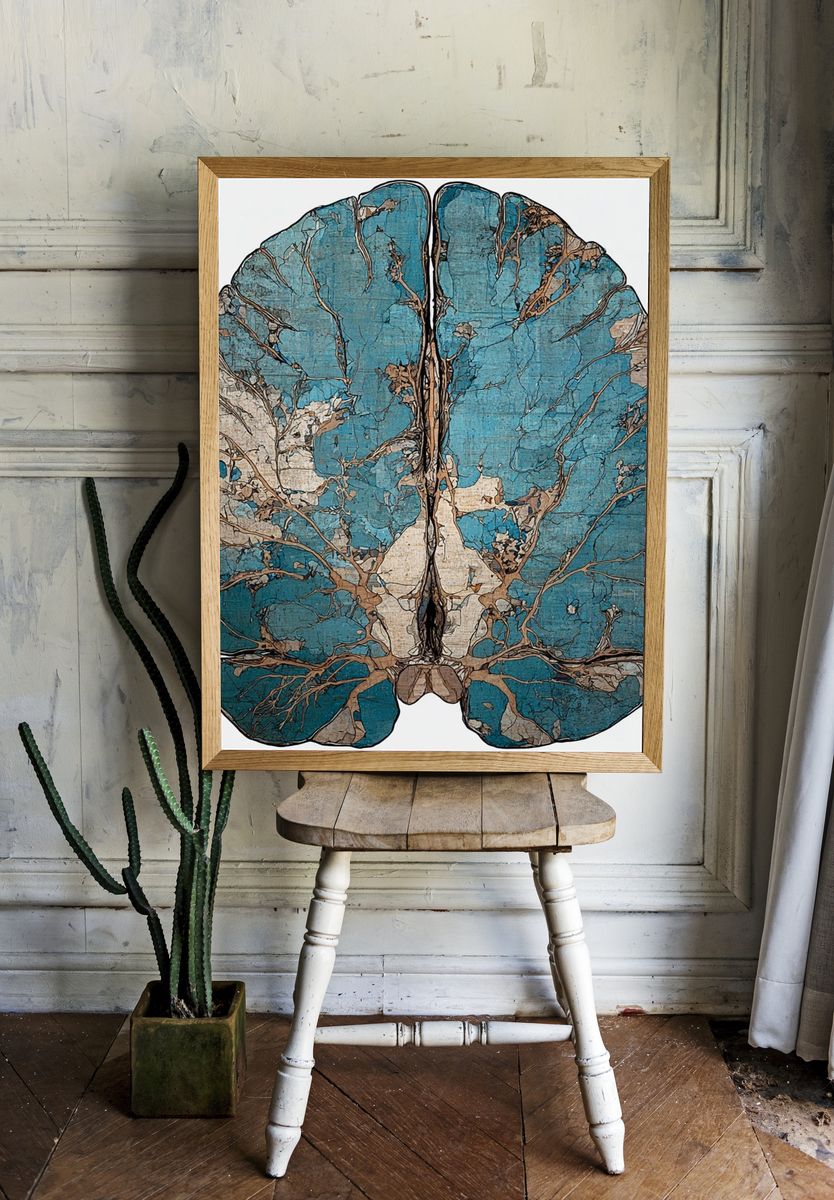Blue Brain Anatomy Illustration Poster. room preview