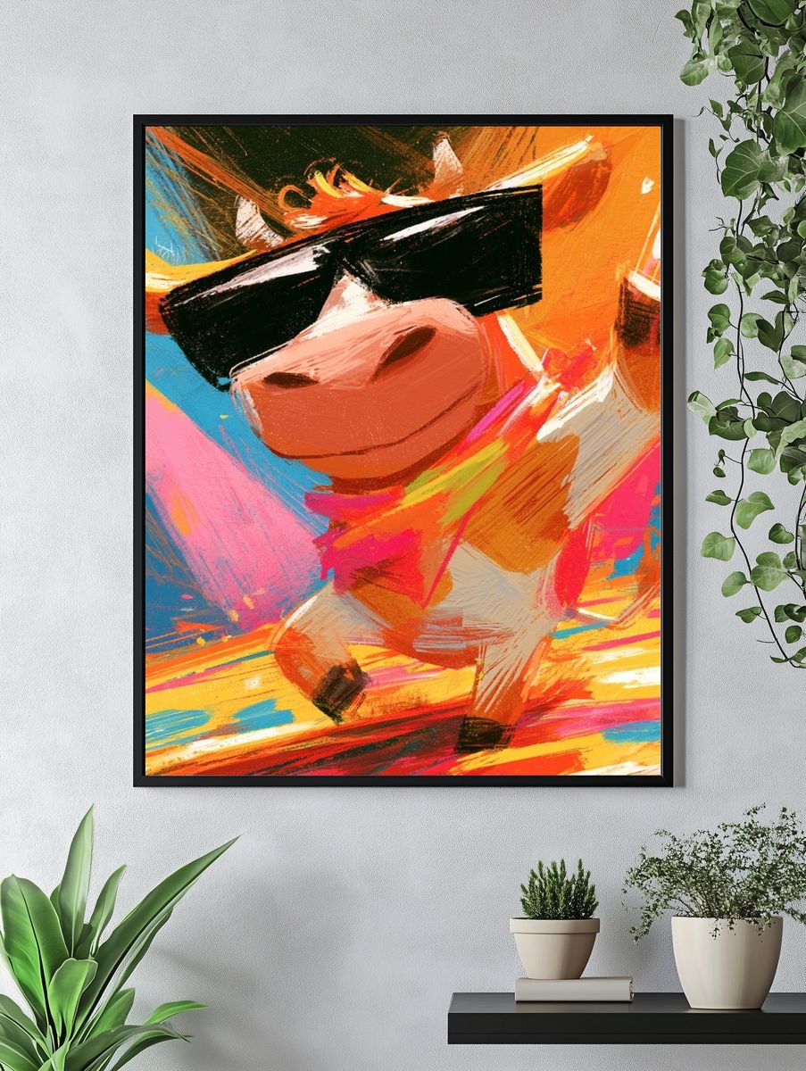 Cool Cow Dance Illustration Poster. — room view 4
