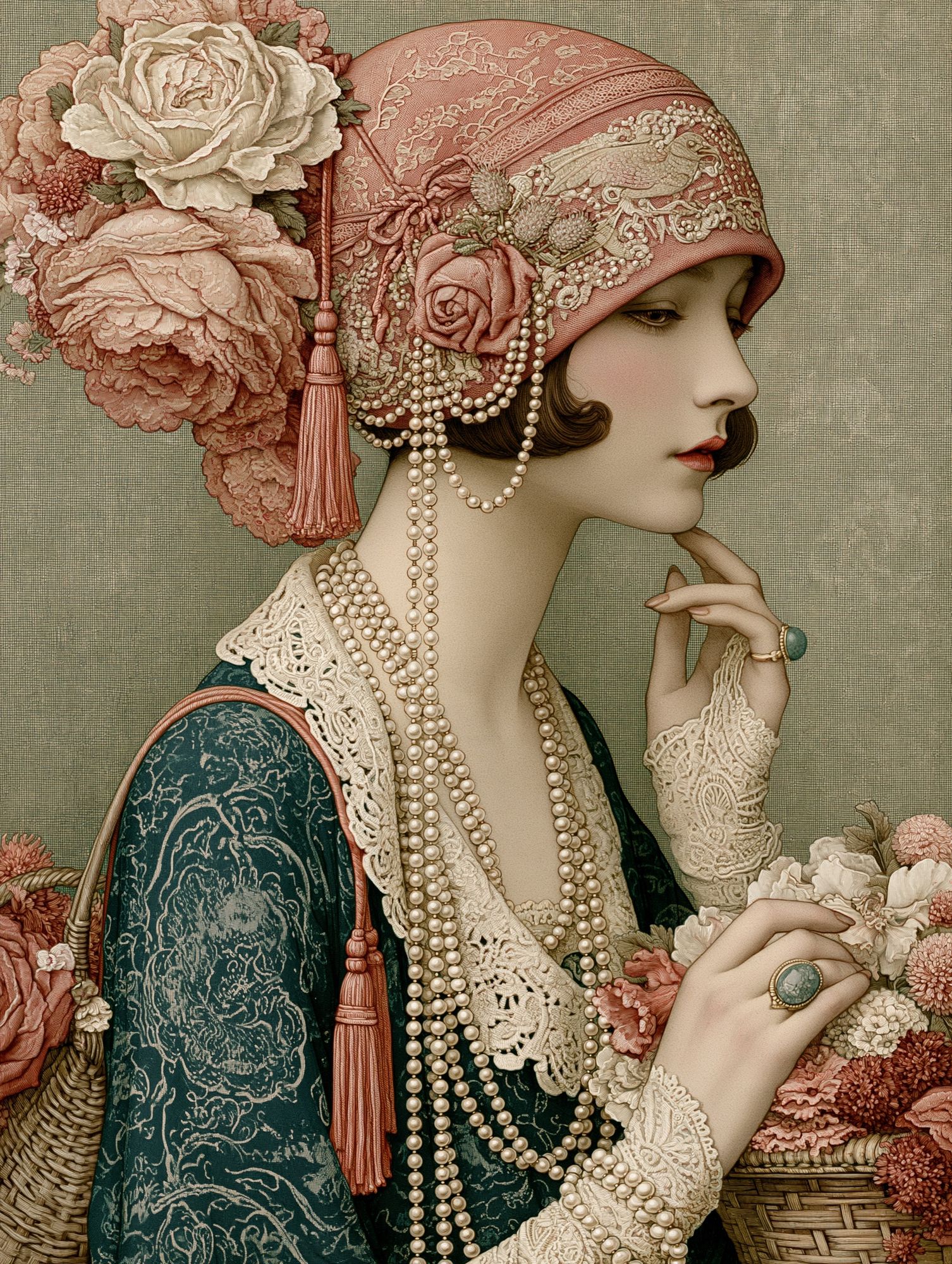Art Nouveau Portrait Print. poster — illustration art