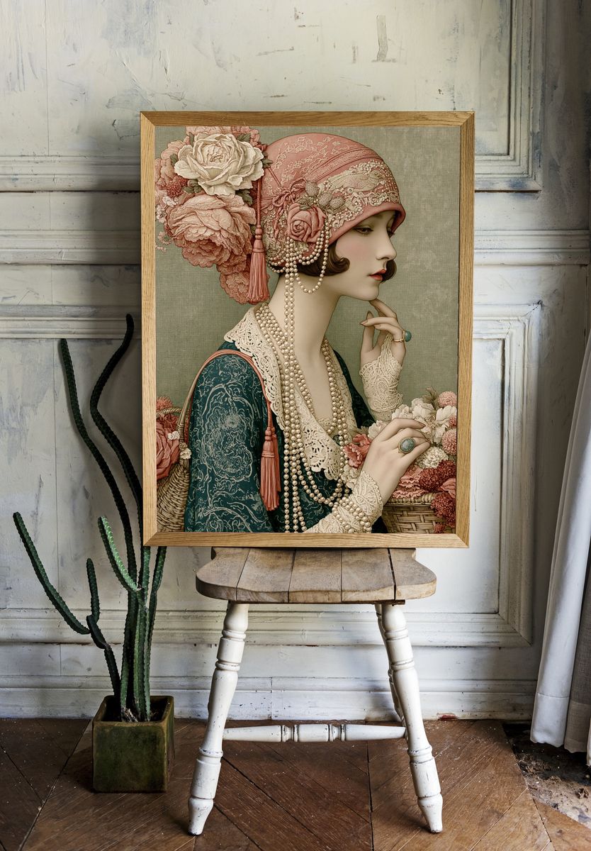 Art Nouveau Portrait Print. — room view 1