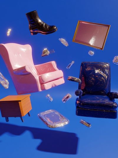 Floating Furniture Surrealism Poster. poster print