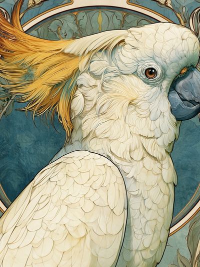 Cockatoo Art Nouveau Poster. poster
