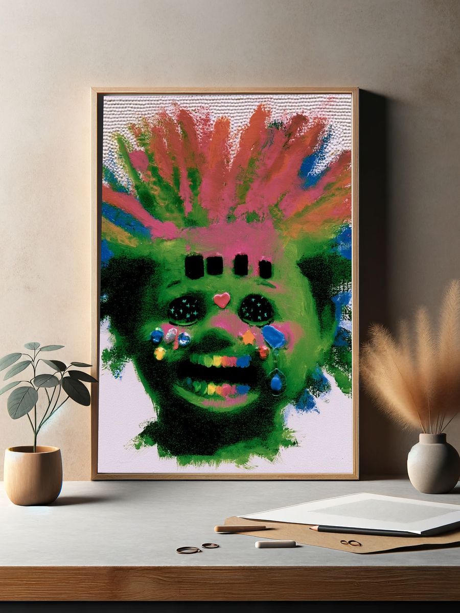 Neon Mask Portrait Print. — room view 2