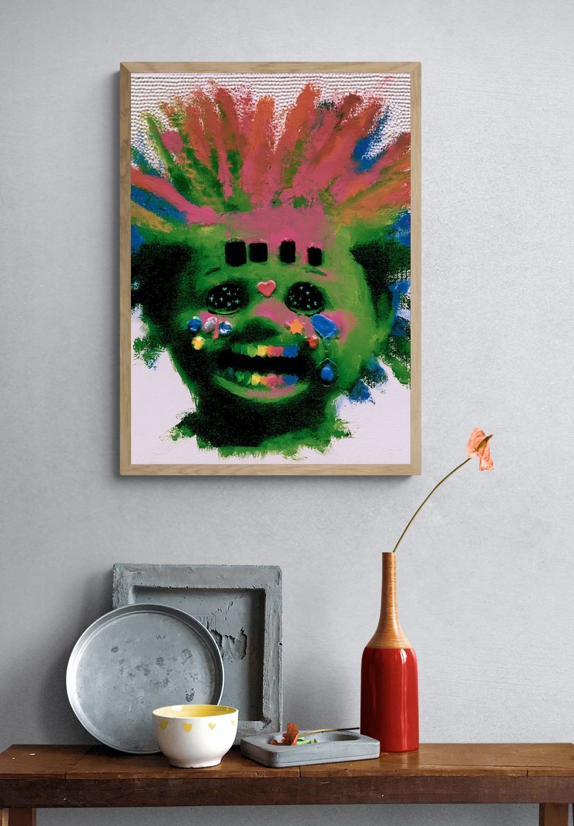 Neon Mask Portrait Print. — room view 3