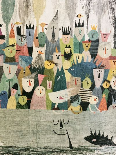 Whimsical Boat Crowd Illustration Poster. poster