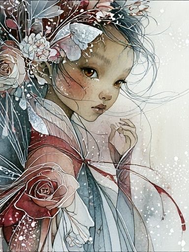 Floral Girl Portrait Illustration Poster. poster — illustration art