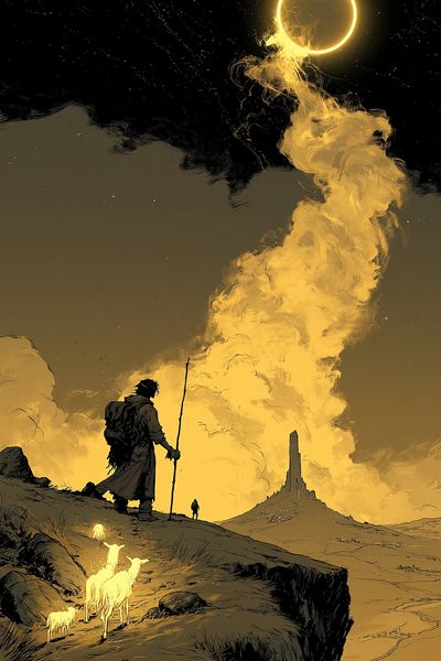 Desert Eclipse Wanderer Poster. poster print