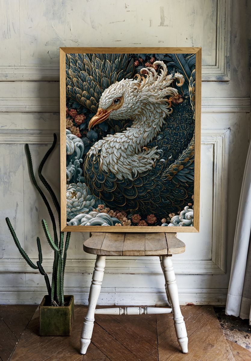 Phoenix Bird Illustration Poster. room preview
